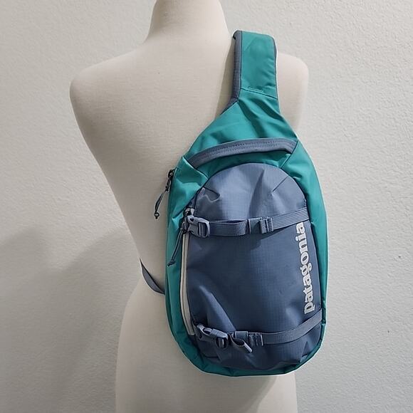 Patagonia Atom Sling Bag 8L Teal Green Slate Blue Shoulder Pouch Crossbody Day - Picture 1 of 15